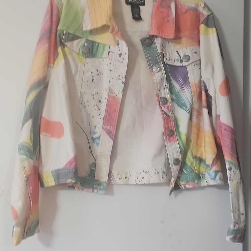 Colorful Abstract Jean Jacket - Picture 5 of 7